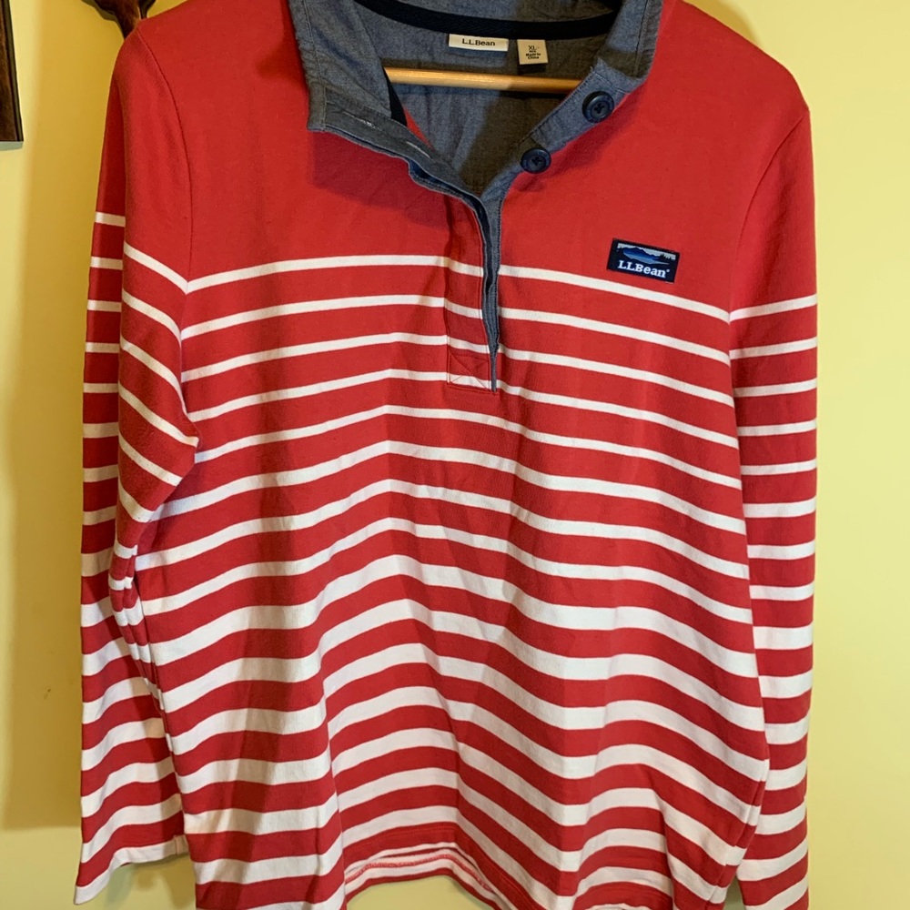 L.L. Bean Red Stripped Long Sleeve